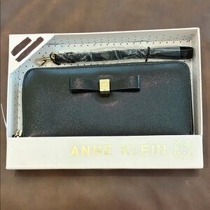 Anne Klein Shimmering Black Wristlet with Gold Detail